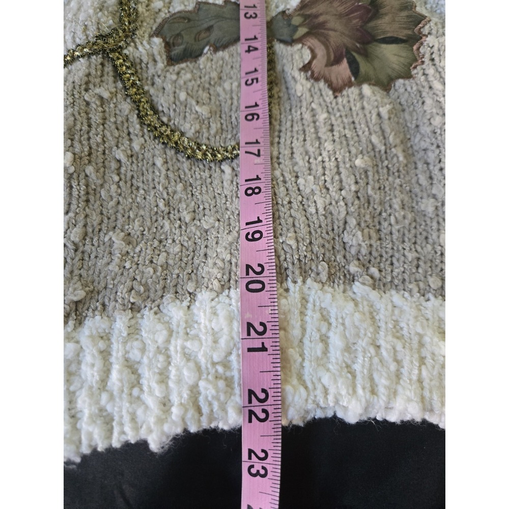 Vintage 80s Exclusive Imports Sz M Beaded Applique Sweater Cottagecore Grandma - Picture 9 of 11